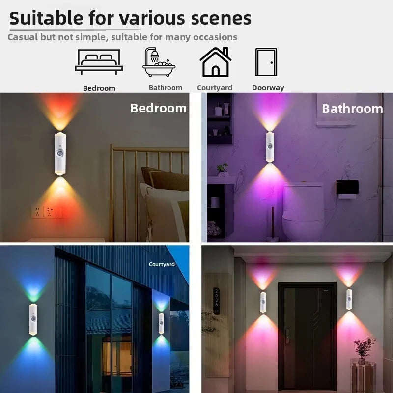 Rechargeable Dual-Head Motion Sensor RGB Spotlight Night Light for Closets Cabinets Hallways Bedrooms | Thomler