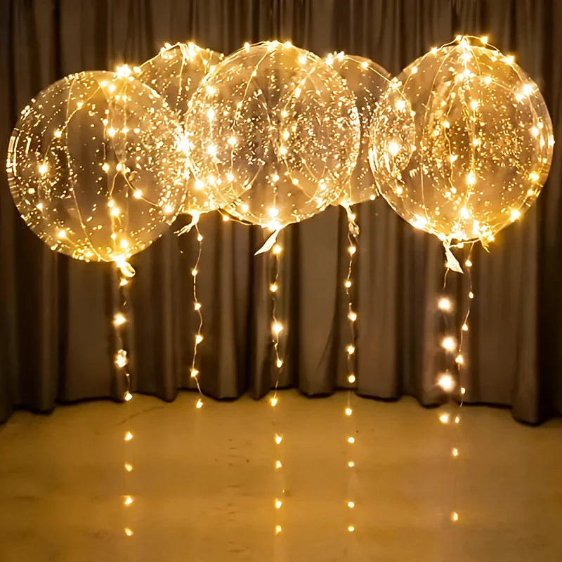 Light-Up Clear Party Balloons with LED String Lights – 20 Inch Transparent Round Balloons for Weddings, Birthdays & Events | Thomler