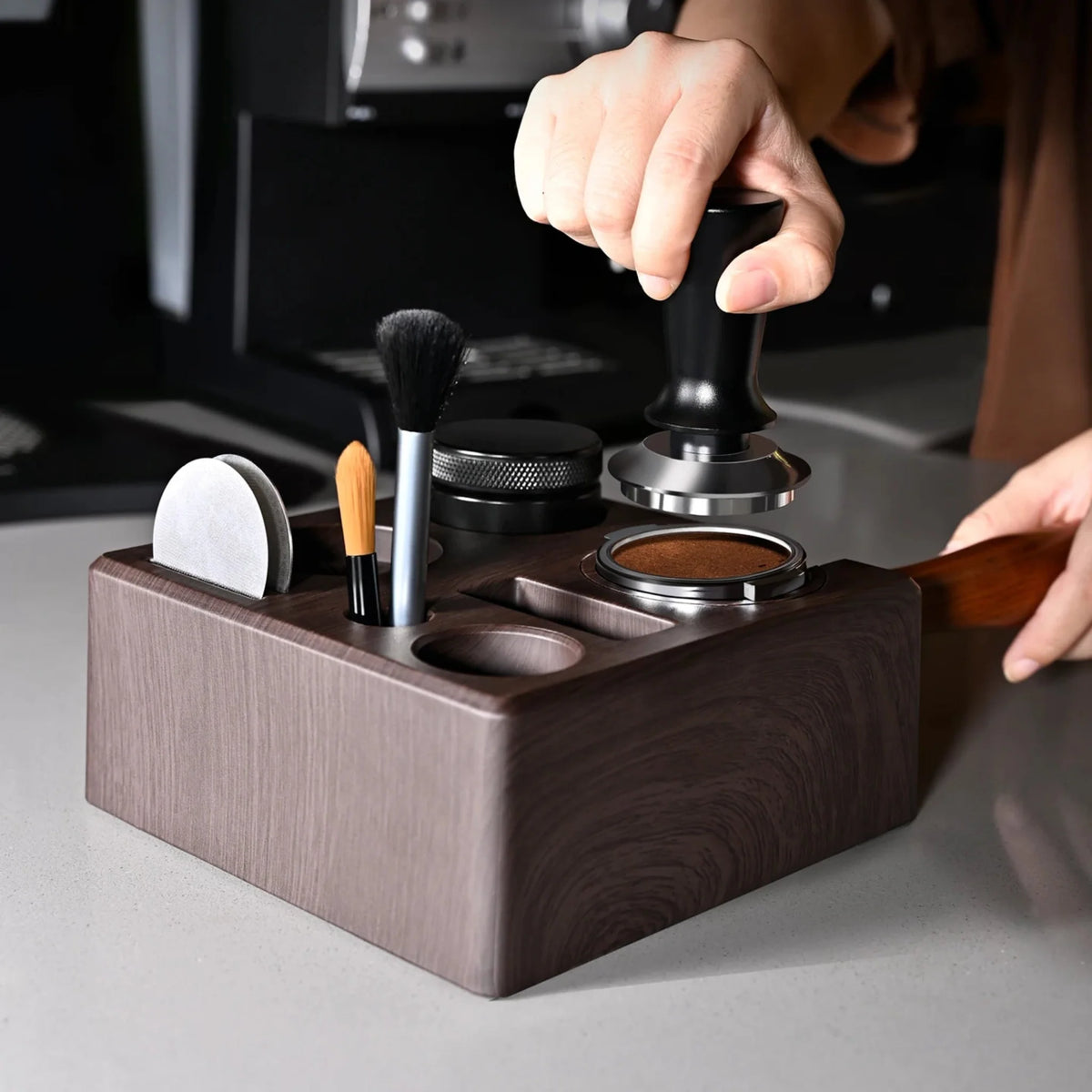 Coffee Tamping Workstation with Tool Organizer & Drawer for Home Espresso Bar Setup | Thomler