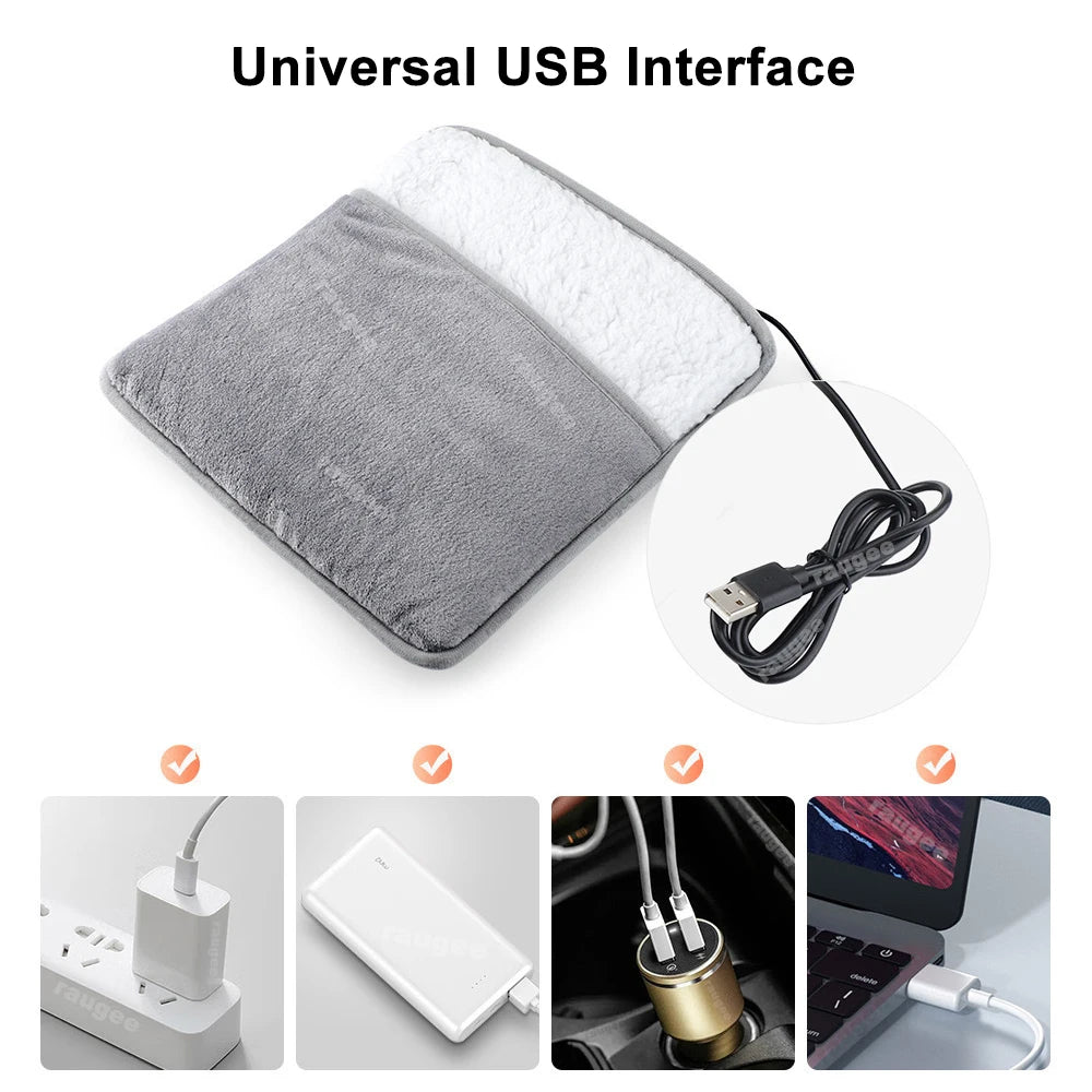 USB Heated Foot Warmer Mat with Soft Flannel Cover – Portable Electric Foot Heating Pad for Cold Weather, Machine Washable | Thomler