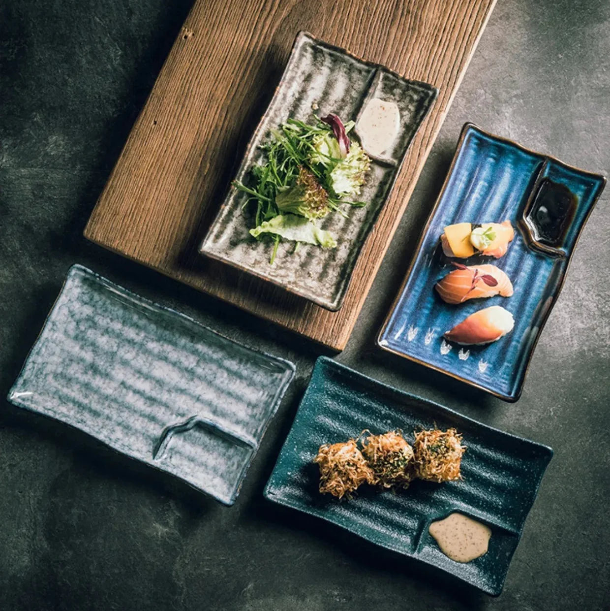 Ceramic Sushi Plate 9 in x 5 in Handmade Dining Set White Porcelain Serving Dish Elegant Tableware | Thomler