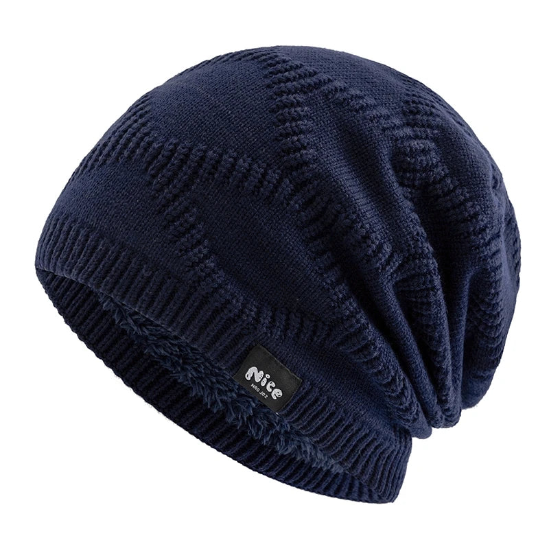 Slouchy Knit Beanie Hat with Fleece Lining – Unisex Cold Weather Headwear for Men & Women, Casual Outdoor Skull Cap | Thomler