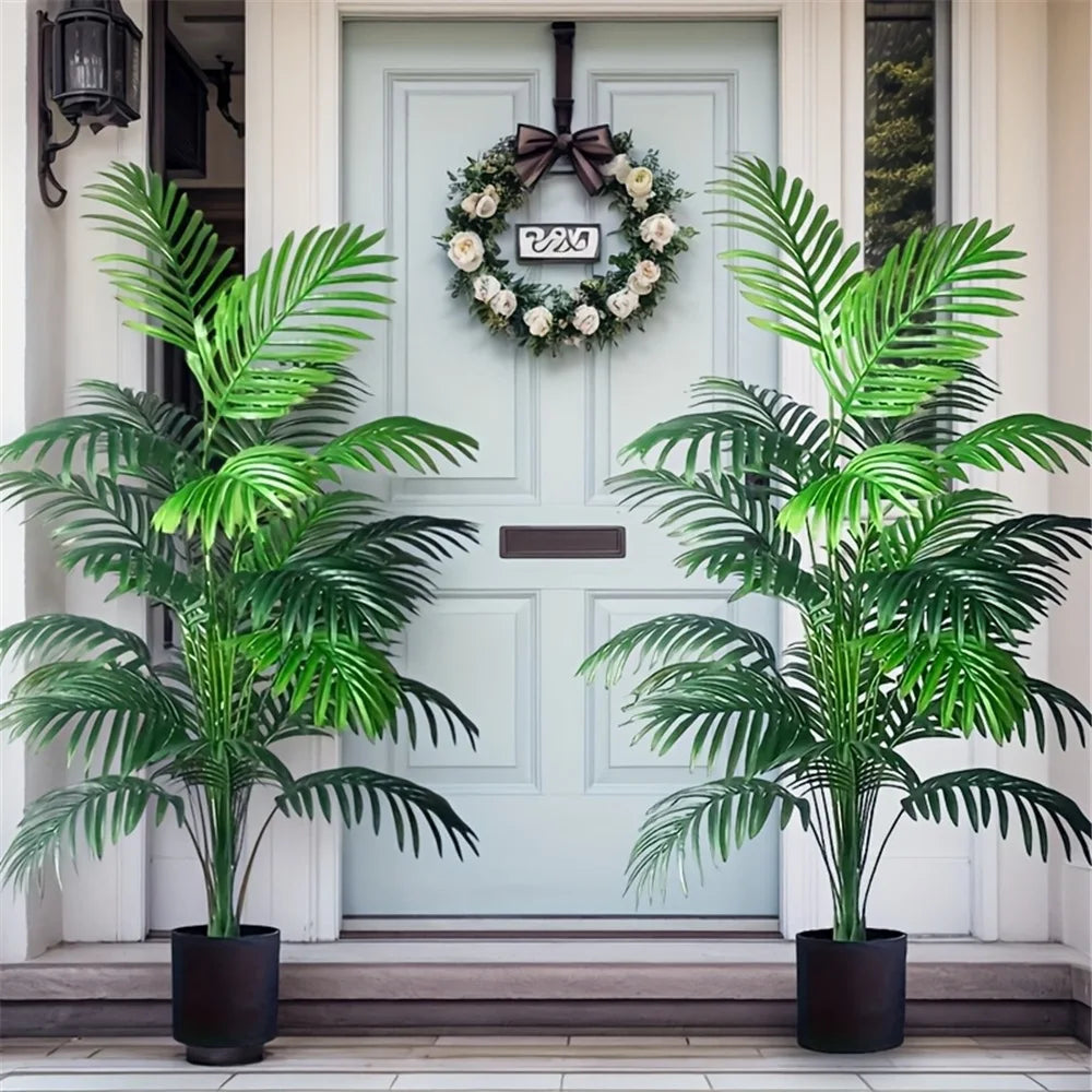 Artificial Palm Tree Plastic 90.0 cm Set Of 2 Indoor Outdoor Tropical Floor Plant Decor | Thomler