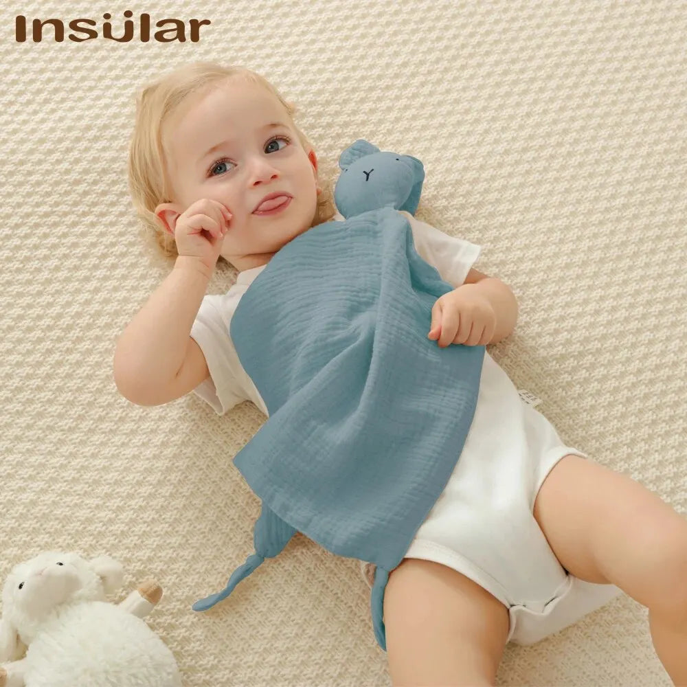 Infant Security Blanket with Stuffed Animal Head – Soft Cotton Muslin Lovey for Newborns & Toddlers – Soothing Sleep Companion Toy | Thomler