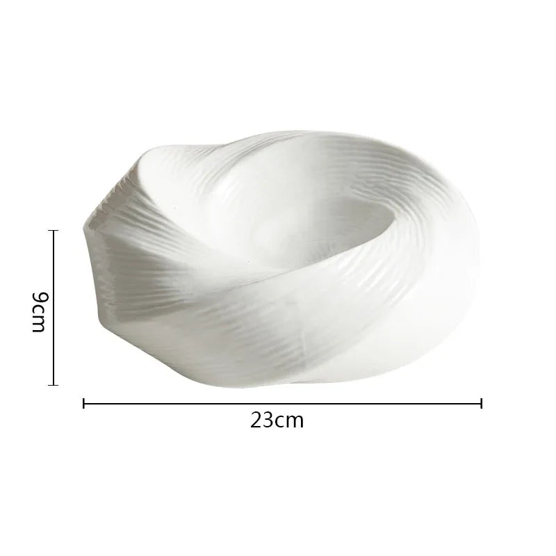 Serving Bowl Ceramic 10 in Swirl Design Kitchen Dining Tableware Elegant Modern | Thomler