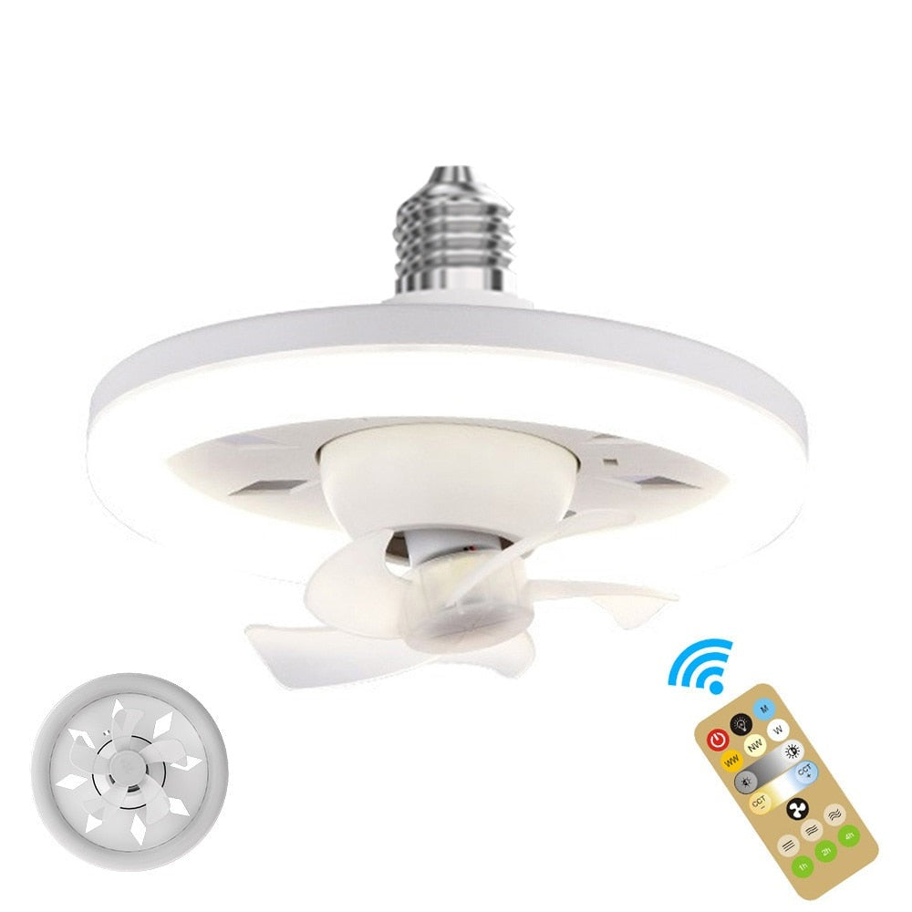 E27 Ceiling Fan Light with Remote, Adjustable Airflow & LED Dimming, 360° Rotation for Living Room, Bedroom | Thomler