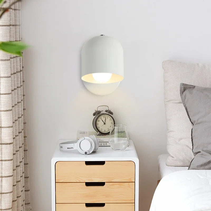 Wall Lamp Iron Glass 6.7 in White Flush Mount Bedroom Hallway Sconce Lighting Fixture Modern Minimalist | Thomler