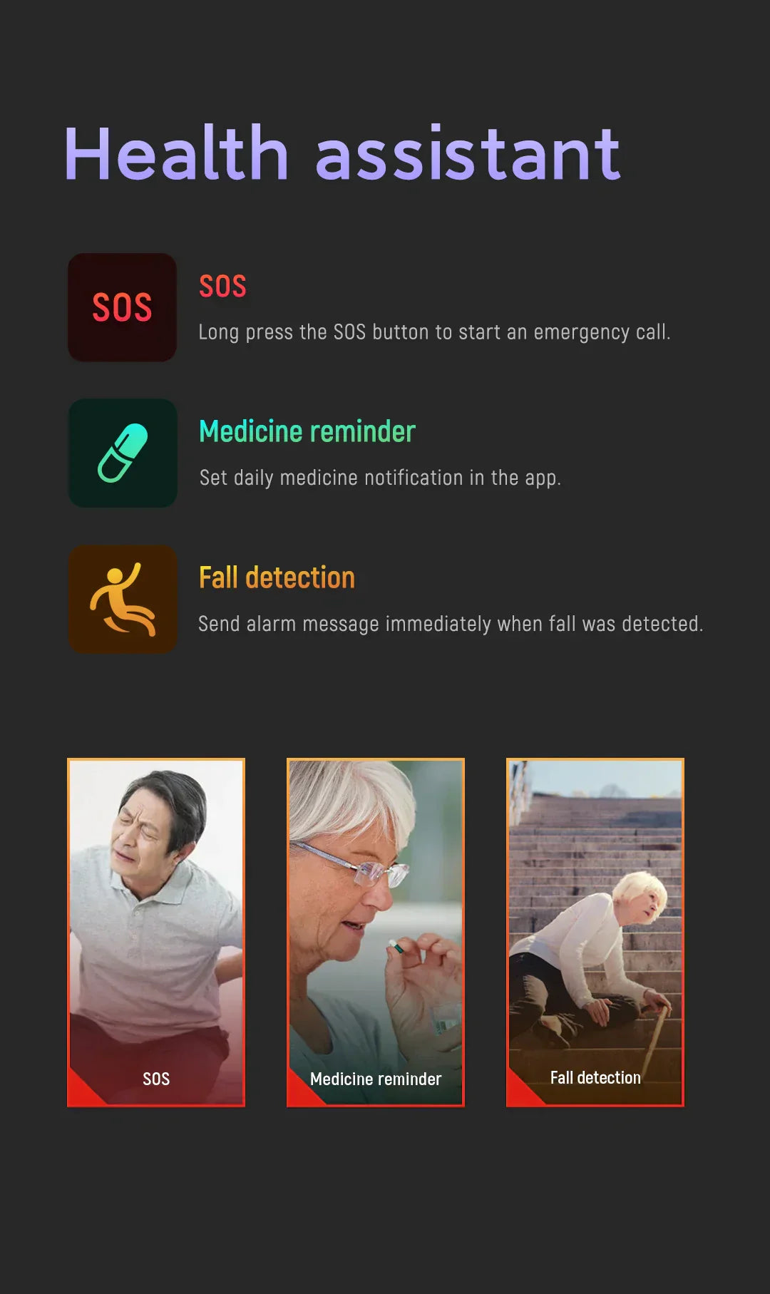 Emergency Alert Smartwatch for Seniors with Automatic Fall Detection, Real-Time GPS Tracking & SOS Button – 4G Connectivity, IP67 Water | Thomler