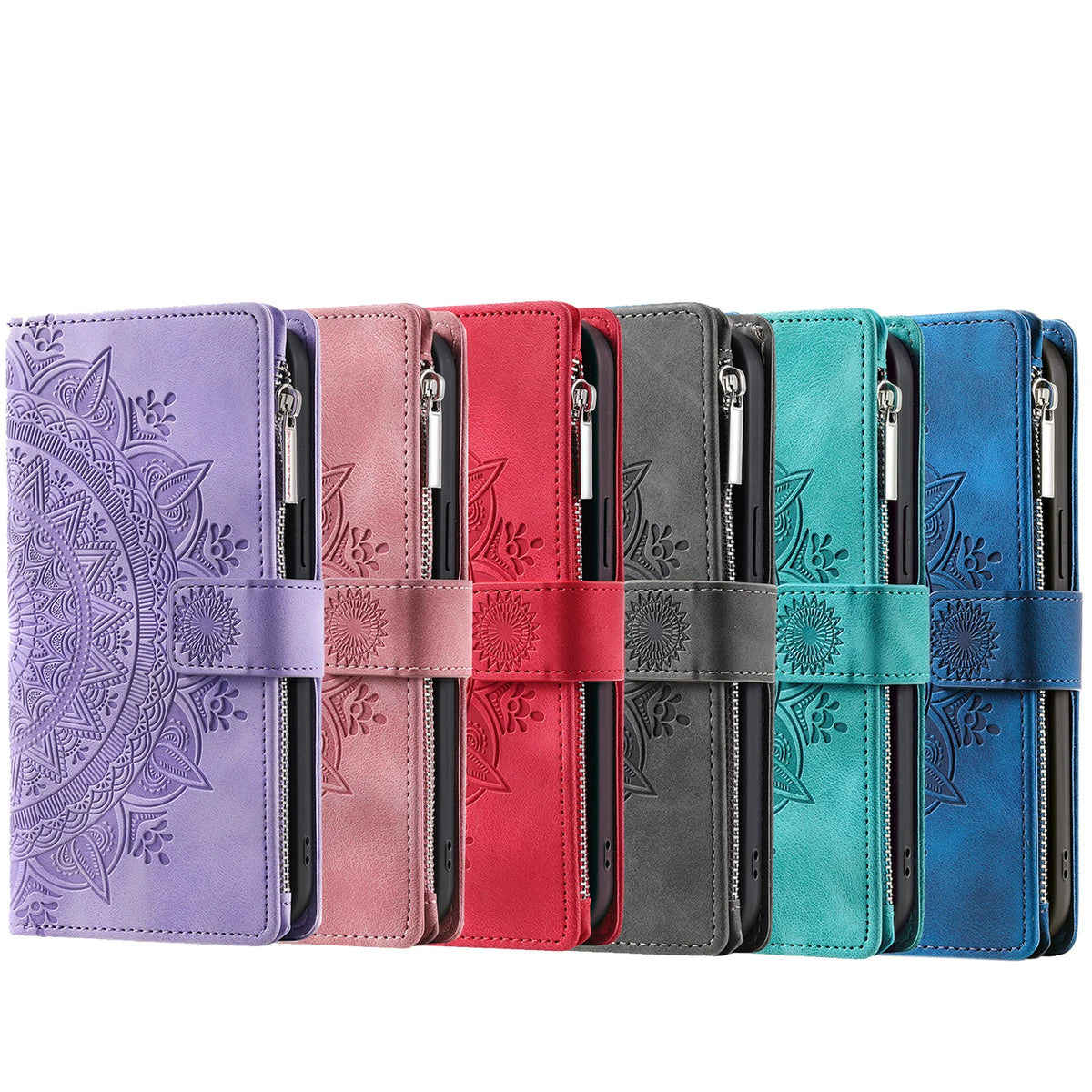 Folio Wallet Case for Galaxy S26 S25 S24 S23 S22 S21 S20 Note 20 10 9 with Card Slots Embossed Leather Flip Cover | Thomler