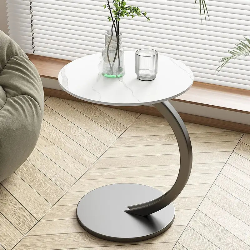 Circular Side Table with Wood Top & Metal Base – Space-Saving Accent for Living Room & Bedroom | Thomler