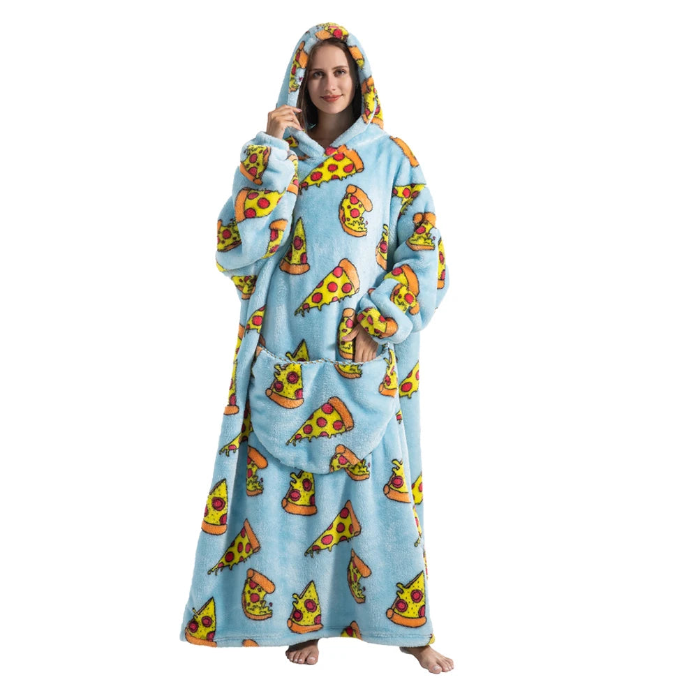 Oversized Wearable Throw with Sleeves – Ultra-Plush Hooded Wrap for All-Day Comfort – Sherpa Fleece Loungewear for Men & Women | Thomler