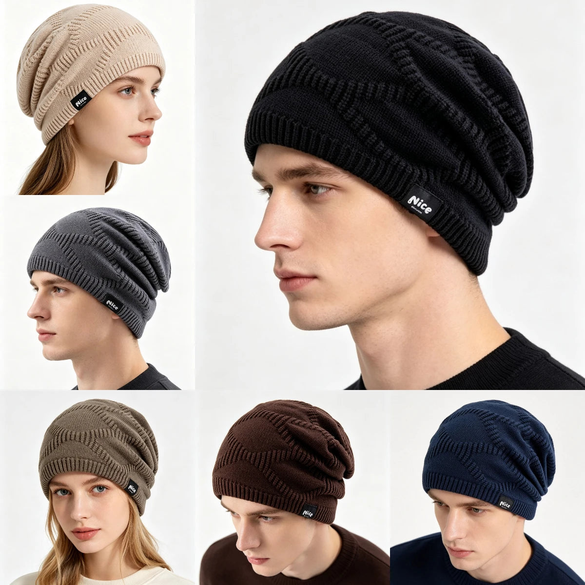 Slouchy Knit Beanie Hat with Fleece Lining – Unisex Cold Weather Headwear for Men & Women, Casual Outdoor Skull Cap | Thomler