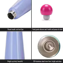 Stainless Steel Insulated Water Bottle 17 oz Double-Wall Vacuum Flask Two-Tone Color for Sports Travel Gym School Office Leak-Proof Lid | Thomler