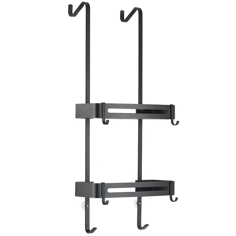 Shower Rack Aluminium 97.0 cm Black Hanging Bathroom Storage Organiser No Drill Over Door Shampoo Holder | Thomler