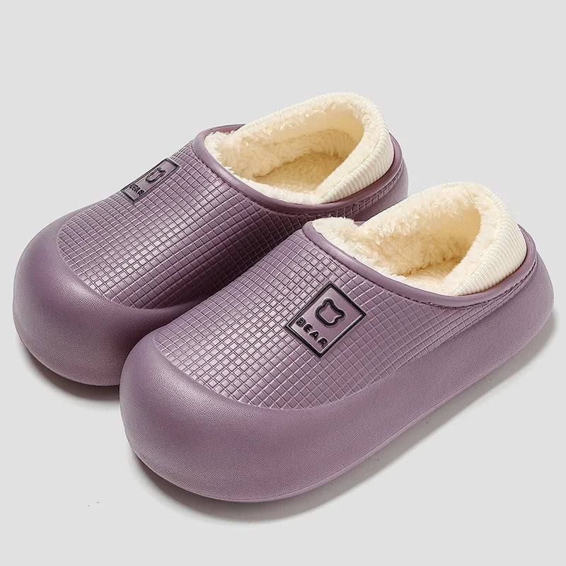 Waterproof Plush Bear Slippers for Indoor & Outdoor – Thick Anti-Slip Sole, Cozy Cotton-Lined House Shoes for Men & Women | Thomler