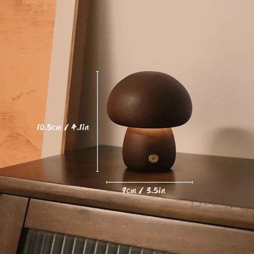 Table Lamp Wood 7.9 in USB Rechargeable Bedroom Desk Night Light Dimmable Ambient Lighting | Thomler