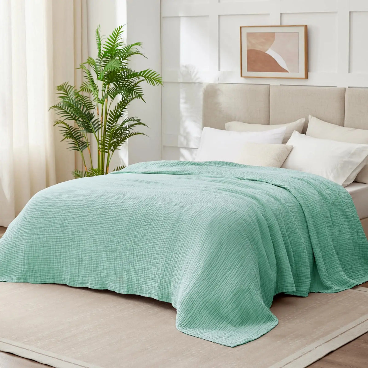 Six-Layer Pure Cotton Muslin Throw Blanket for Bed & Couch – Year-Round Comfort for Sensitive Skin | Thomler