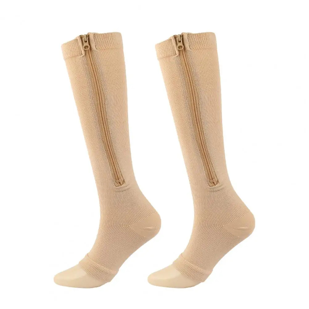 Zippered Compression Socks Knee-High Support Stockings for Men & Women Travel Work Everyday | Thomler