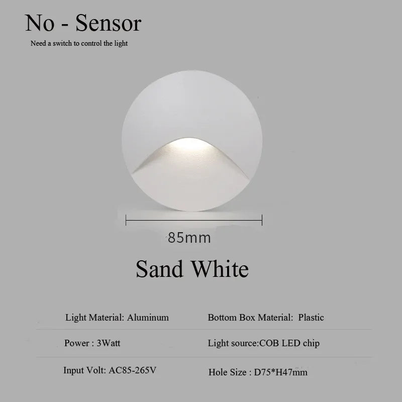 Recessed LED Step Light Fixture 3W Outdoor Weatherproof Stair and Pathway Wall Mount Lighting for Deck Porch Garden Exterior Illumination | Thomler