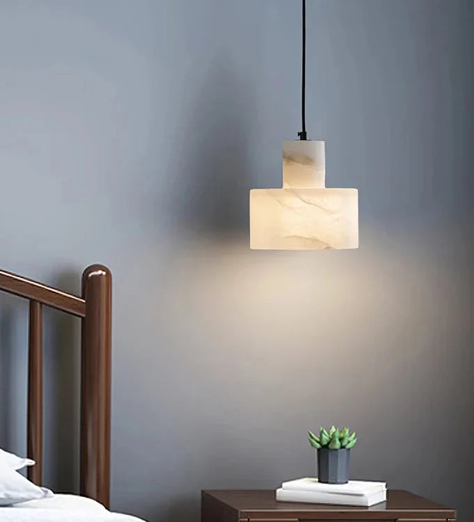 Round Stone Hanging Light Fixture with Soft Glow Diffusion for Dining Room & Bedroom | Thomler