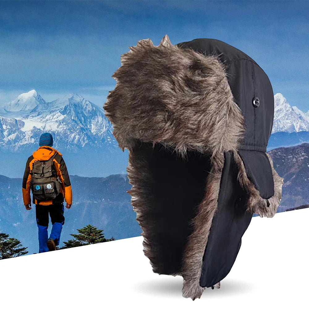 Insulated Trapper Hat with Ear Flaps & Faux Fur Lining – Windproof Winter Beanie for Men & Women | Thomler