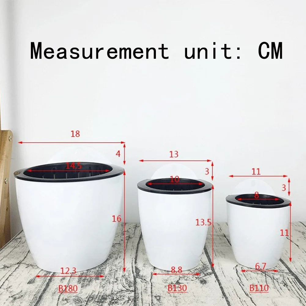 Plant Pot Plastic 18.0 cm White Self Watering Wall Mounted Indoor Outdoor Hanging Planter Hydroponic Herb Succulent Holder | Thomler