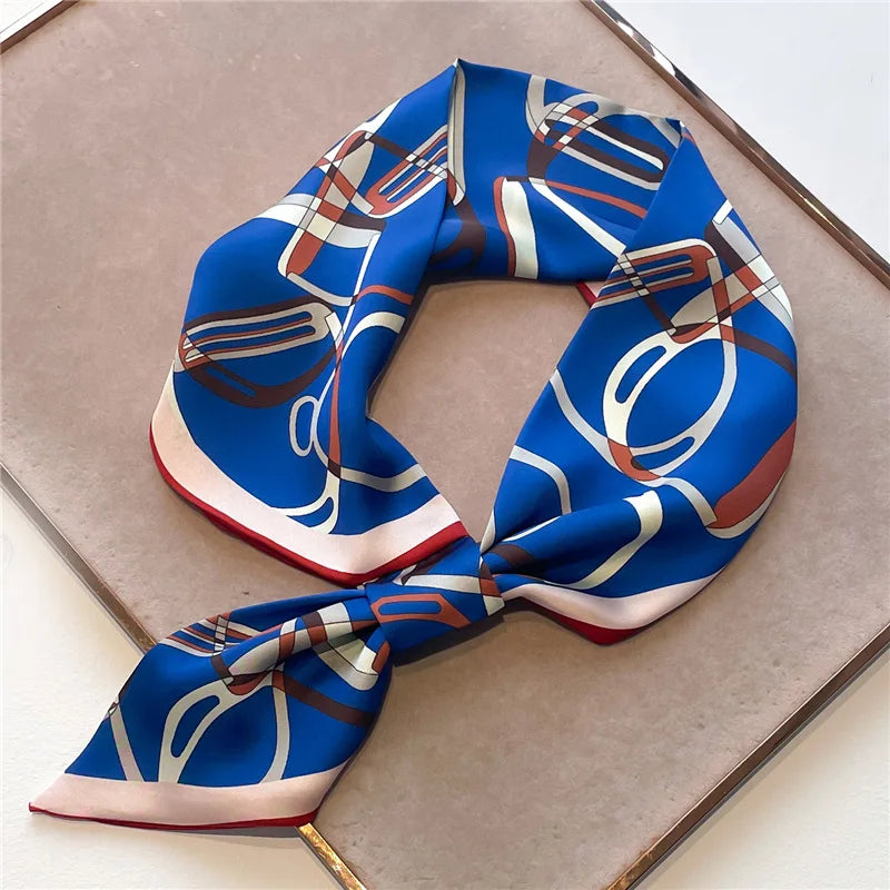 Equestrian Print Satin Neck Scarf Ribbon Bandana for Women Hair Tie Wrist Wrap Accessory for Fashion & Styling | Thomler