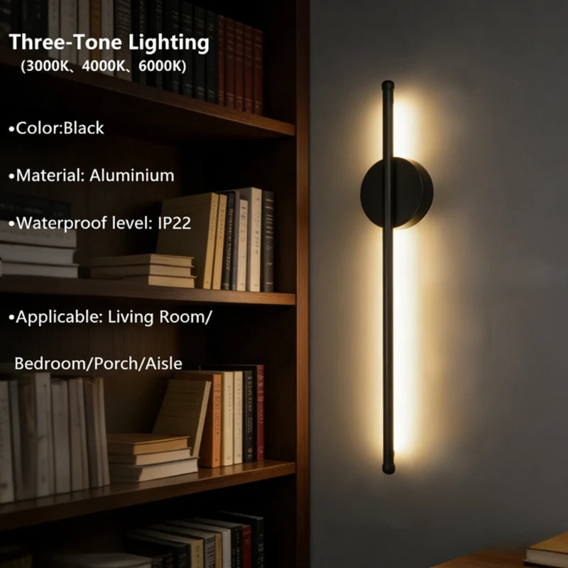 Rechargeable Magnetic 20-Inch Wall Light with Up/Down Glow – Black & Gold Wireless LED for Living Room, Bedroom, Hallway & Closet | Thomler