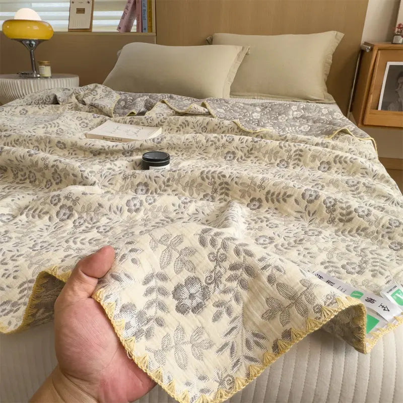 Triple-Layer Breathable Throw Blanket – 100% Pure Cotton Gauze Weave for Couch, Bed & Travel – Year-Round Comfort | Thomler