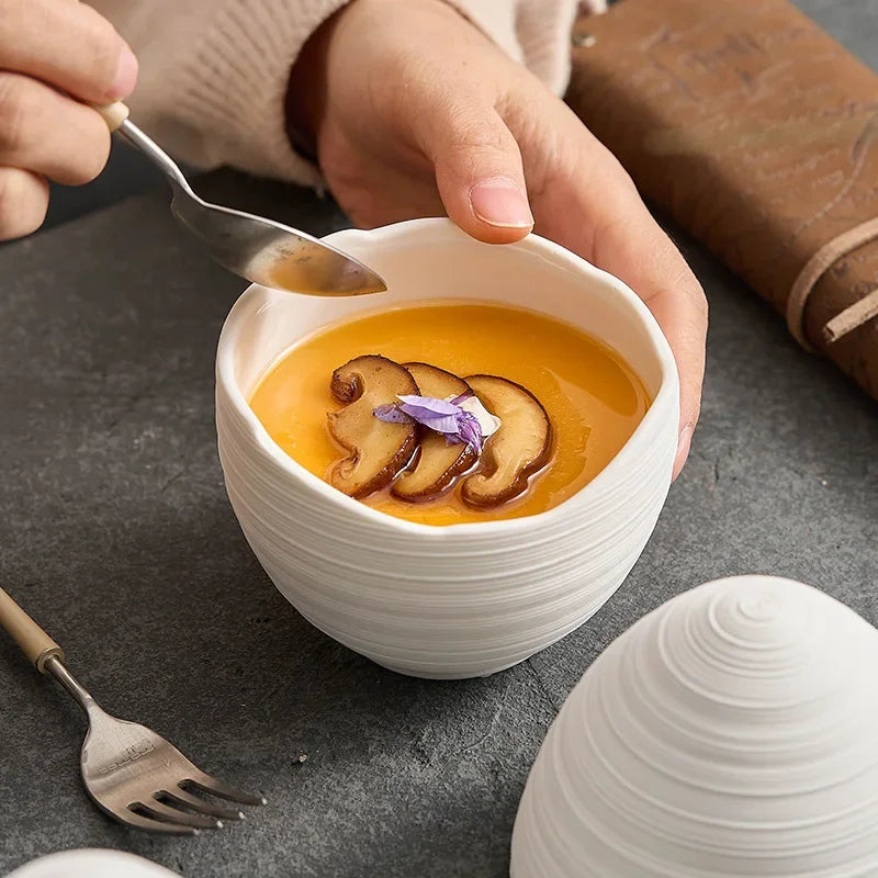 Bowl Ceramic Egg Shape Serving Dining Table Fruit Dessert Soup Minimalist Kitchen Decor Elegant Tableware | Thomler
