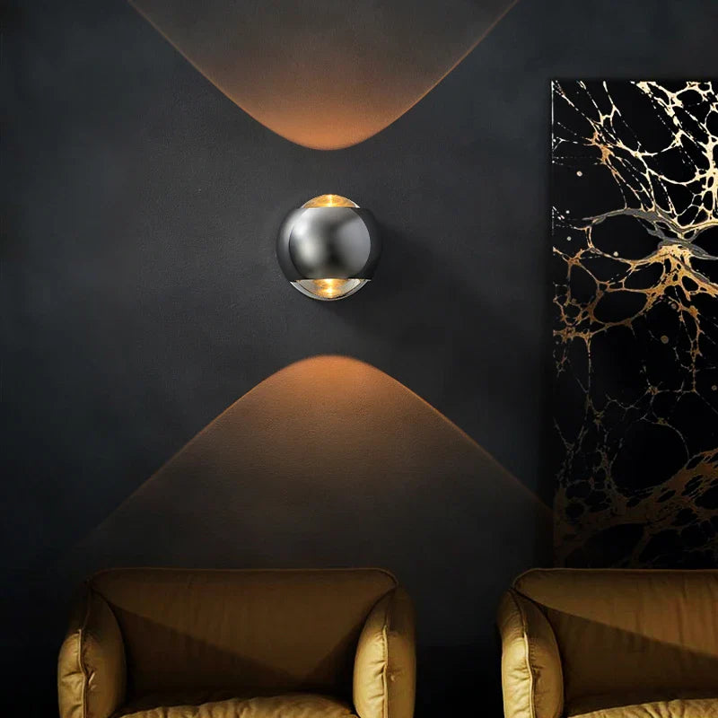 Contemporary Copper LED Wall Sconce Up Down Light for Entryway Hallway Bedroom Bathroom Gold Black Chrome | Thomler