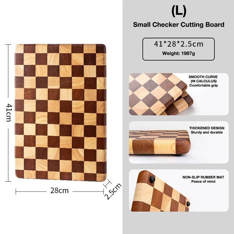 Checkered Mosaic Solid Wood Cutting Board for Kitchen Prep & Serving | Thomler