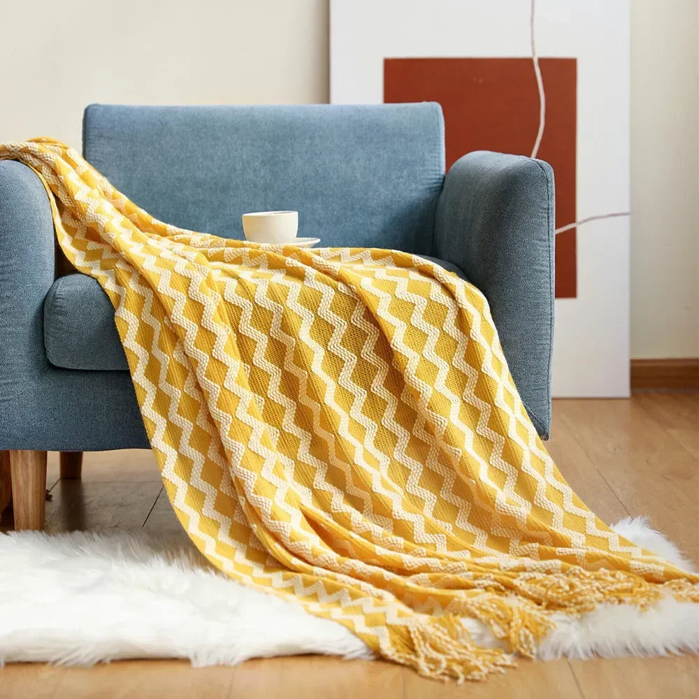 Chunky Knit Throw Blanket – Cozy Acrylic Sofa & Bed Cover for Living Room & Bedroom | Thomler