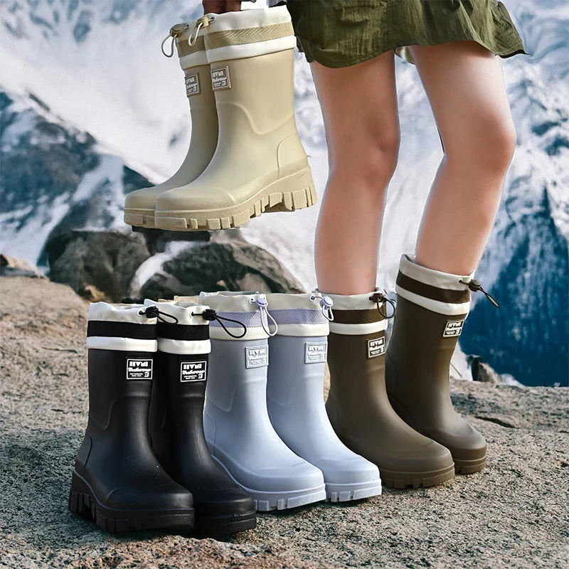 Women's Waterproof Rain Boots with Non-Slip Sole – Vintage-Inspired Rubber Boots for Fall & Winter, Mid-Calf & Tall Styles | Thomler
