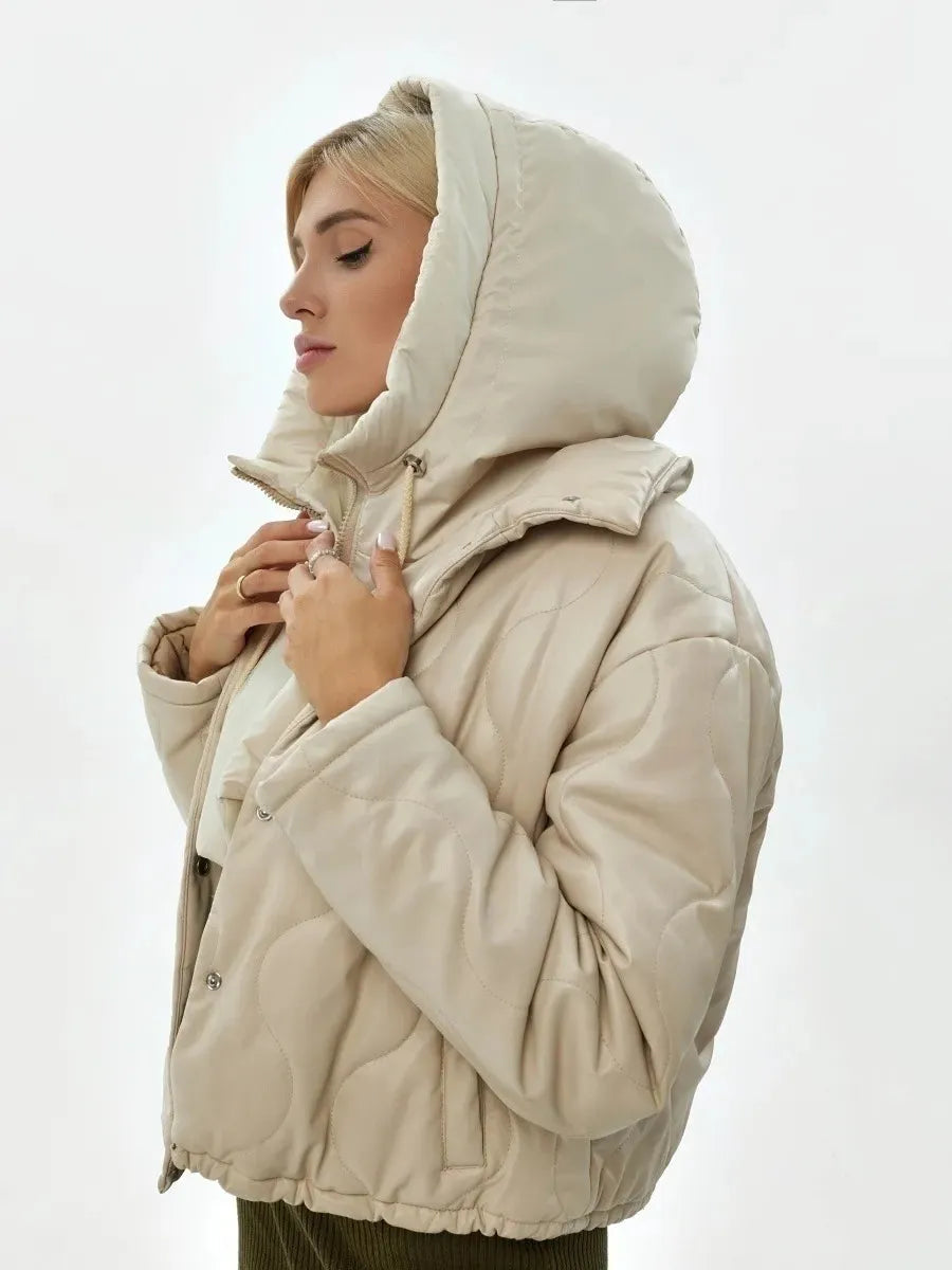Hooded Infinity Scarf with Zip – Lightweight Down Neck Warmer for Women | Thomler