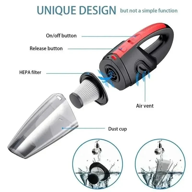 Cordless Handheld Vacuum Cleaner with Cyclonic Suction for Car & Home – Wet Dry Portable Dust Buster 120W Motor 30 Min Runtime | Thomler