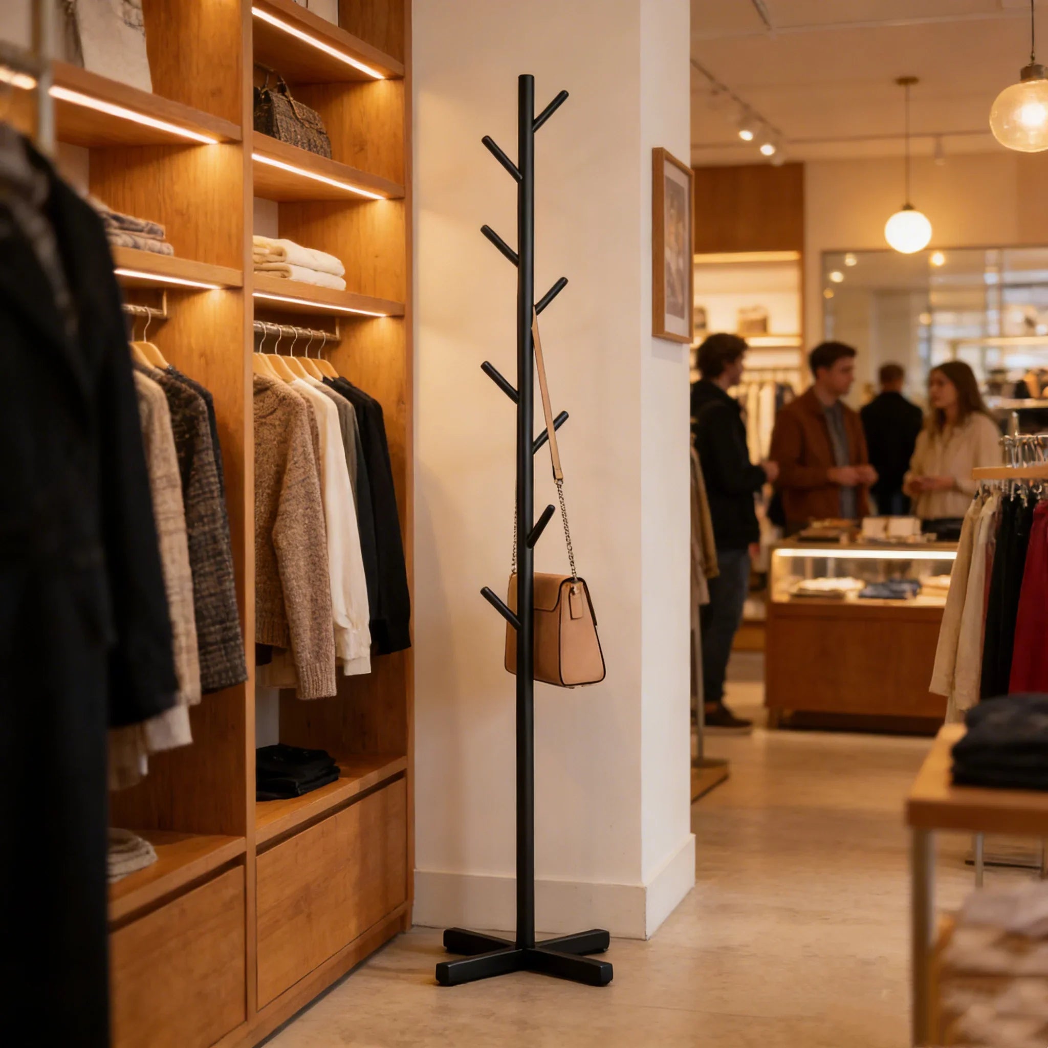 Coat Rack Metal 167.0 cm Black Freestanding Hallway Bedroom Clothes Stand Storage Organiser With 8 Hooks | Thomler