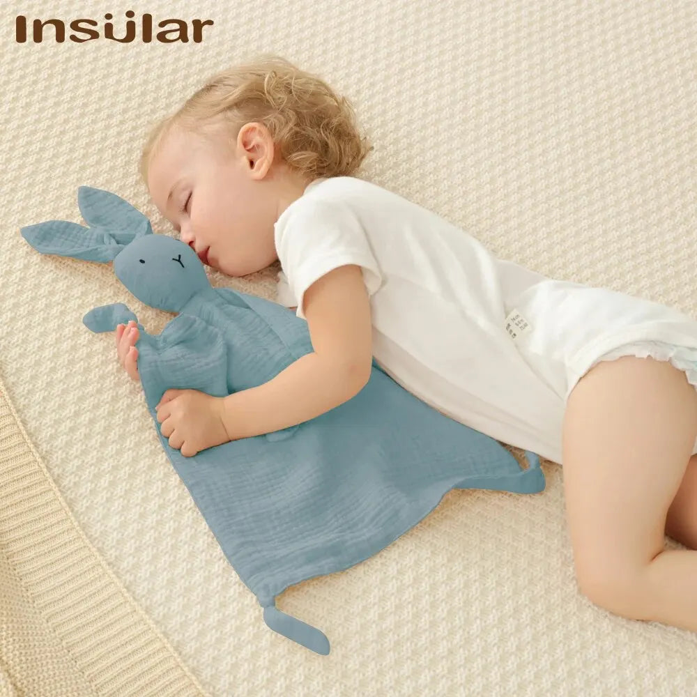 Infant Security Blanket with Stuffed Animal Head – Soft Cotton Muslin Lovey for Newborns & Toddlers – Soothing Sleep Companion Toy | Thomler