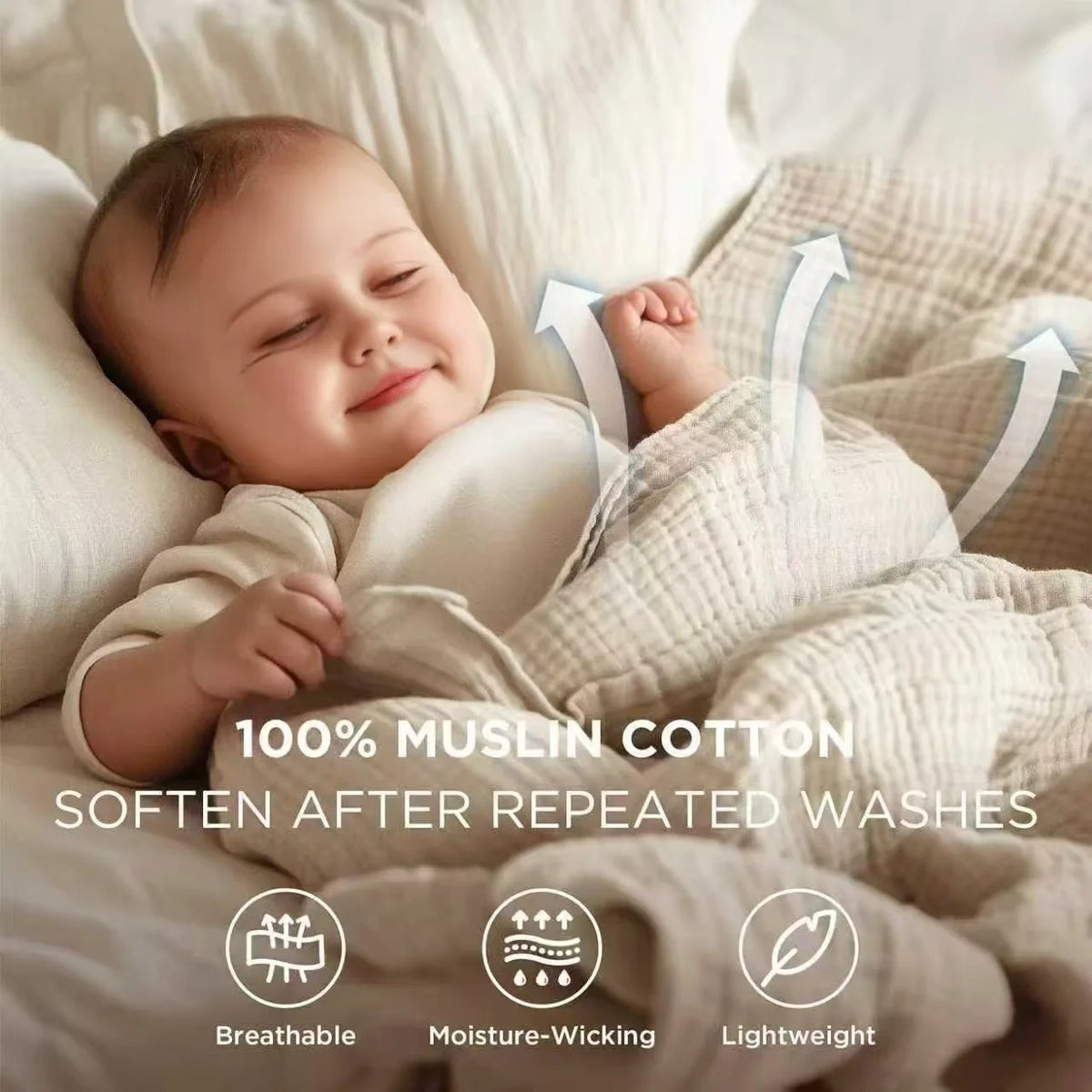 Pure Cotton Gauze Throw Blanket for Couch & Bed – Lightweight Breathable All-Season 100% Muslin Weave | Thomler
