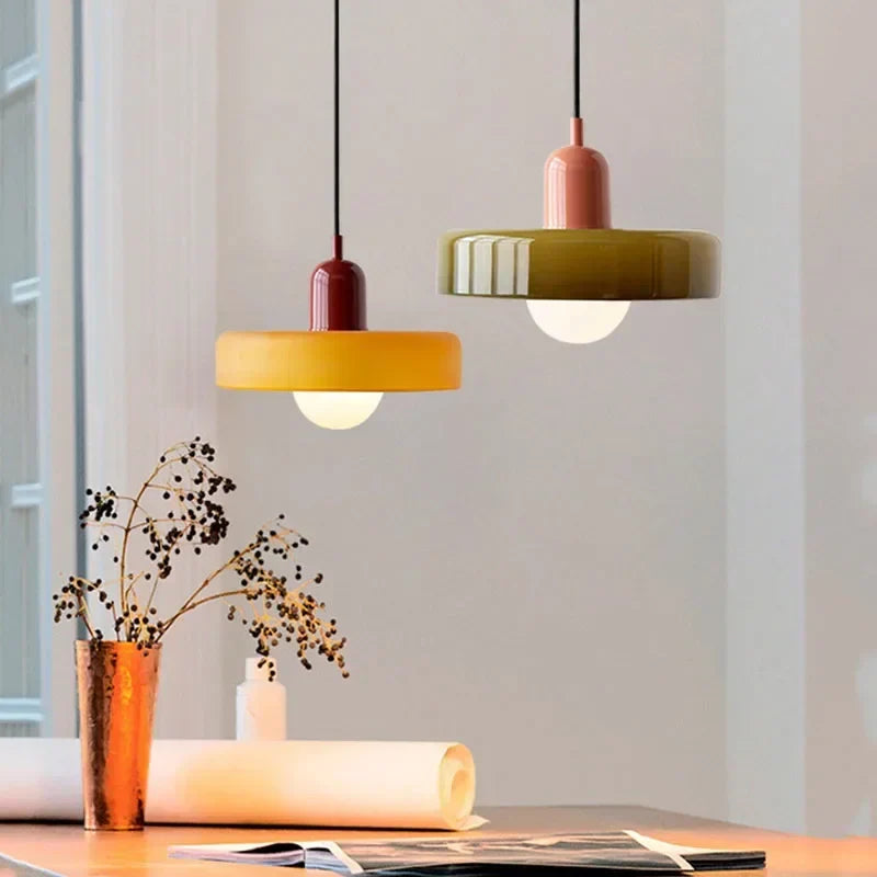 Tinted Glass Pendant Light – Contemporary Hanging Fixture with Colorful Accents for Dining Room & Bedroom | Thomler