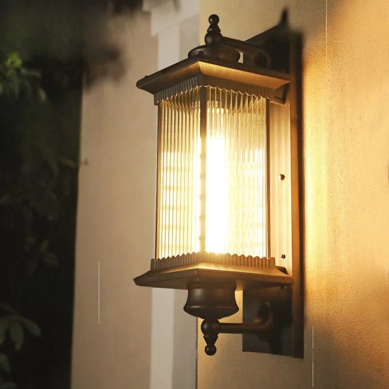 Outdoor Wall Lantern with Frosted Glass Shade – Weather-Resistant Metal Porch Light for Entryway & Patio | Thomler