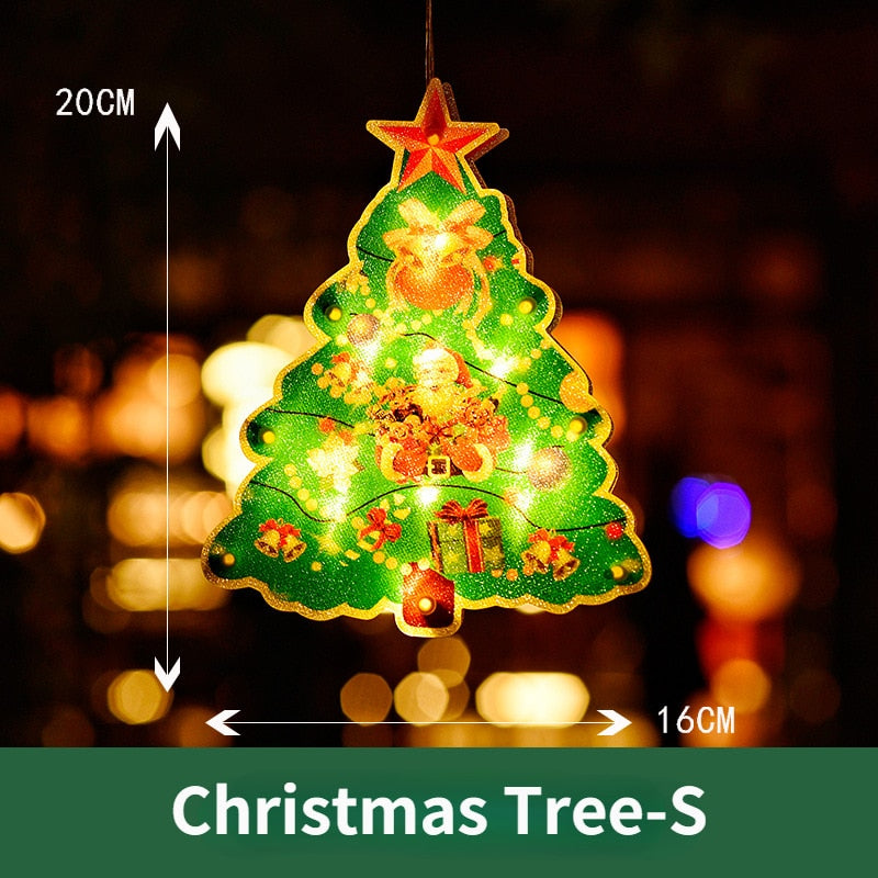 Battery-Operated LED Window Hanging Decoration with Flash & Steady Modes – Holiday-Themed Silhouettes for Christmas Displays, Easy | Thomler