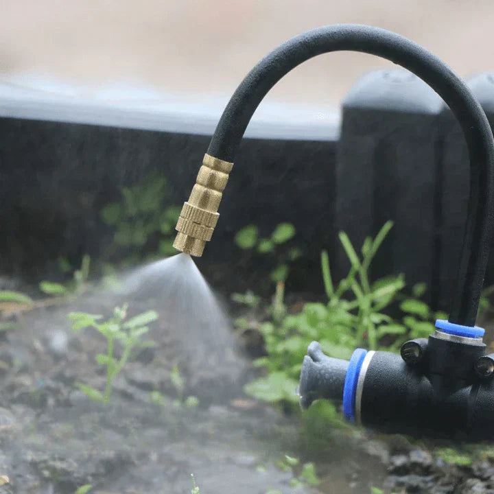 Drip Irrigation System PE Hose 8 mm 5 m Automatic Garden Watering 360° Brass Nozzles Balcony Greenhouse Raised Beds | Thomler