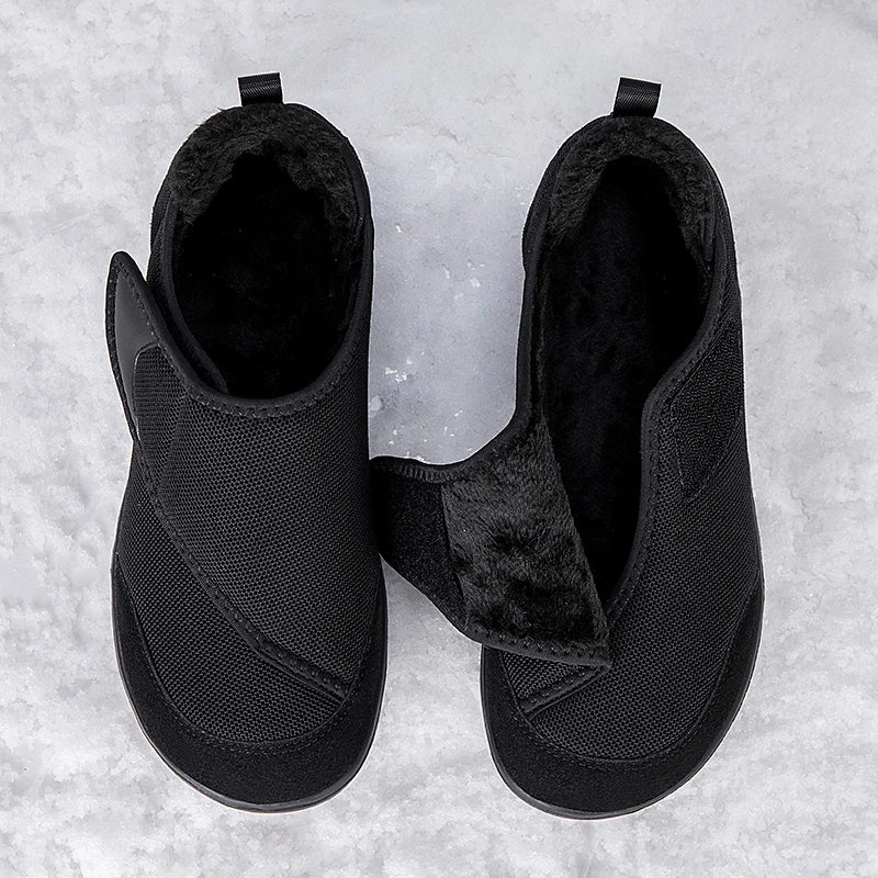 Extra-Wide Orthopedic Slip-On Sneakers with Fur Lining for Swollen Feet & Bunions – Adjustable Hook-and-Loop Senior Comfort Shoes | Thomler