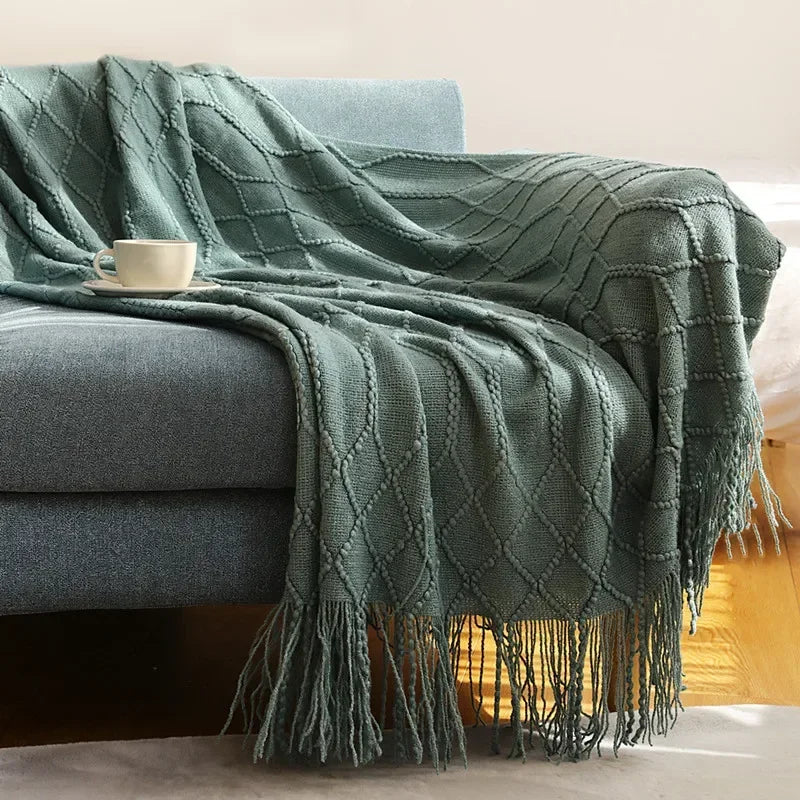 Chunky Knit Throw Blanket – Cozy Acrylic Sofa & Bed Cover for Living Room & Bedroom | Thomler