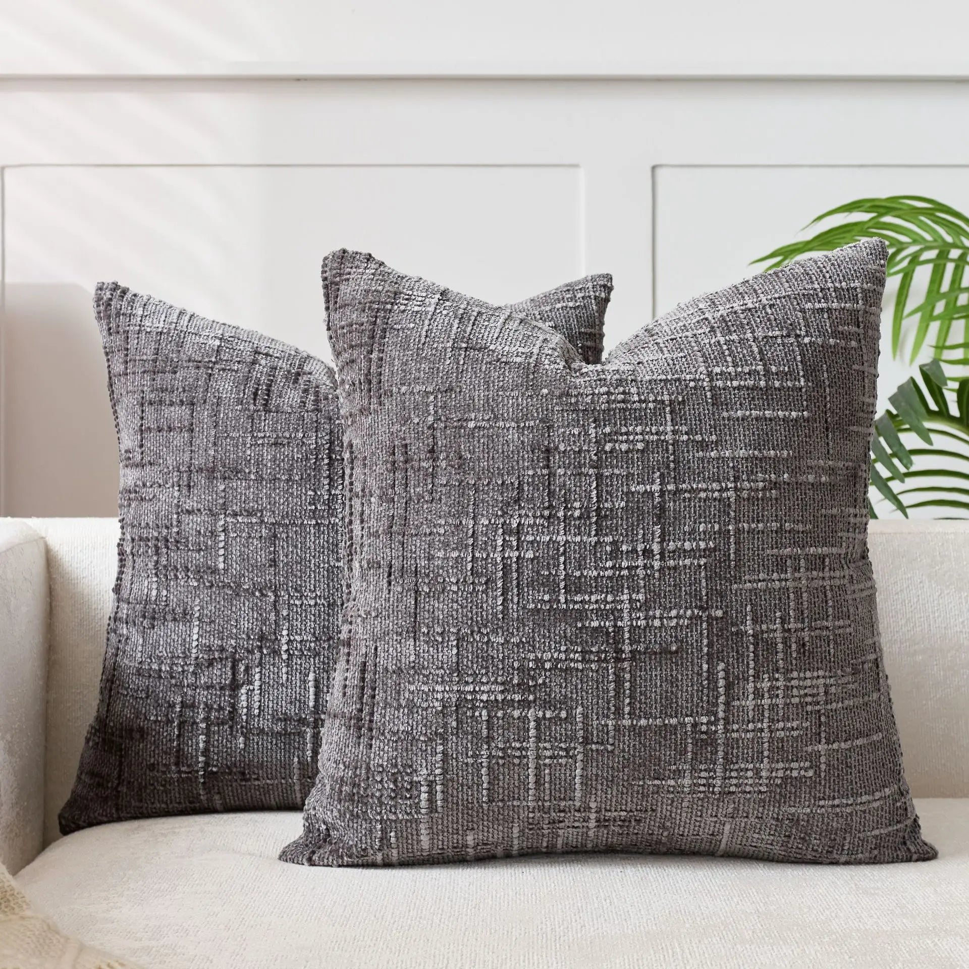 Cushion Cover Chenille 45.0 cm Decorative Sofa Bedroom Pillow Case Textured Bamboo Pattern Soft Throw Cushion | Thomler