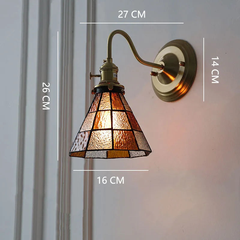 Wall Lamp Stained Glass E27 26.0 cm Green Bedroom Hallway Tiffany Style Vintage Lighting | Thomler