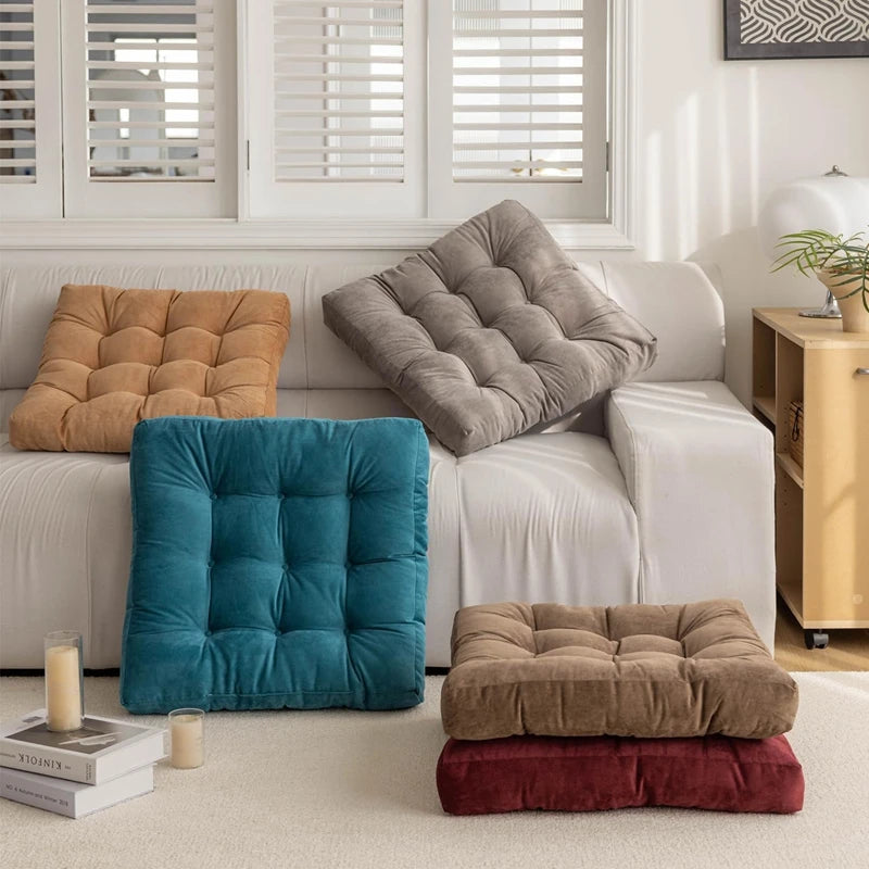 Tufted Square Meditation Cushion 17×17 or 21×21 in Thick Floor Seating Yoga Pillow for Living Room Game Nook Balcony Reading Corner | Thomler
