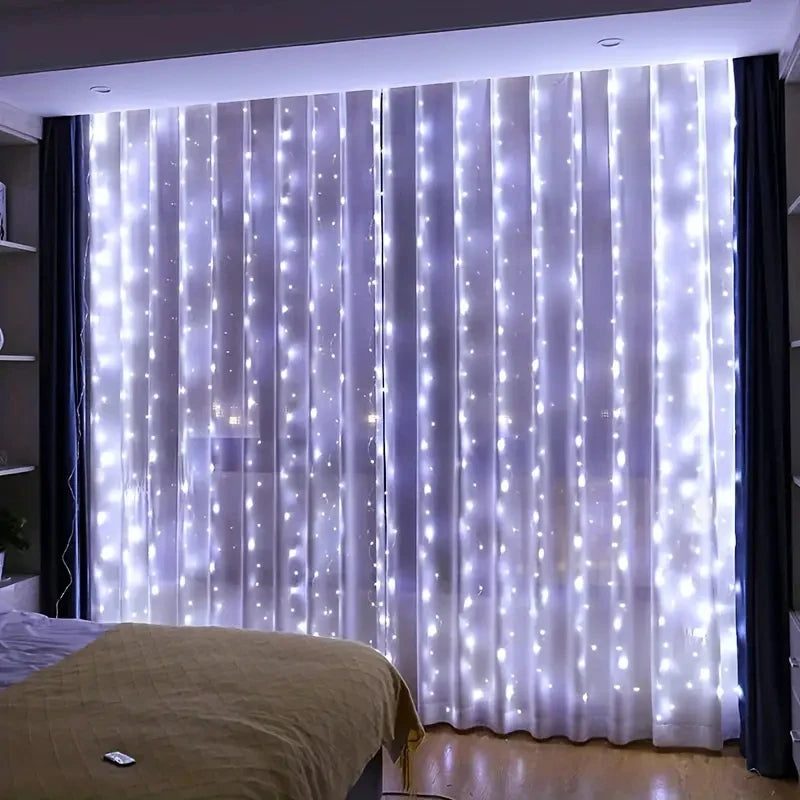 USB Waterfall String Lights with Remote Control 8 Modes LED Fairy Light Backdrop for Bedroom Wedding Party Indoor Decor | Thomler