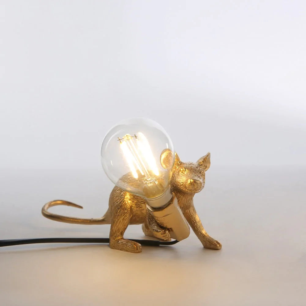 Whimsical Mouse Table Lamp with LED Light – Charming Resin Animal Décor for Bedroom, Living Room & Kids Room | Thomler